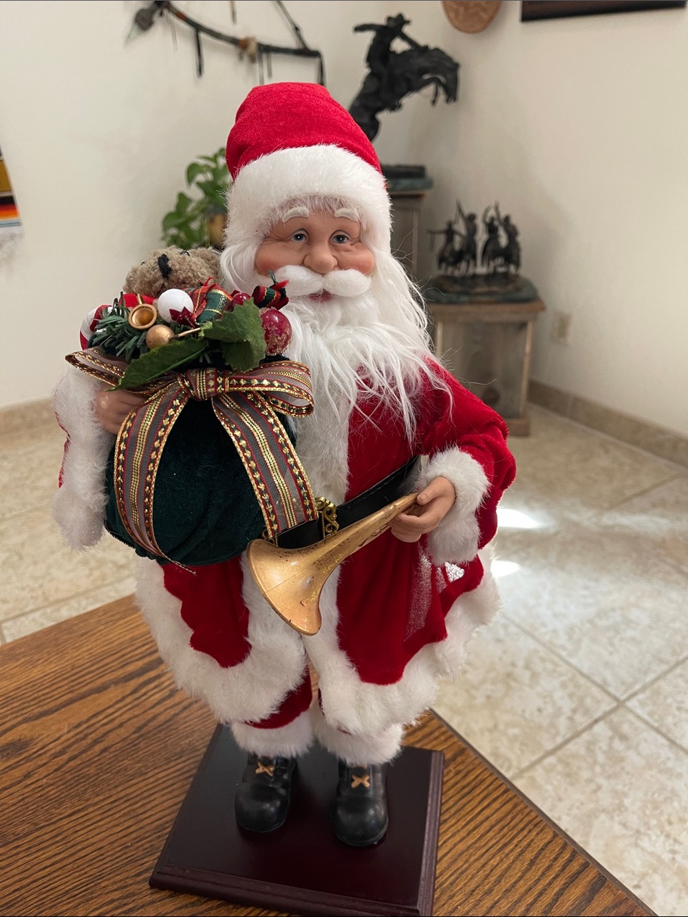 Santa Figurine Holiday Decor in Red and White